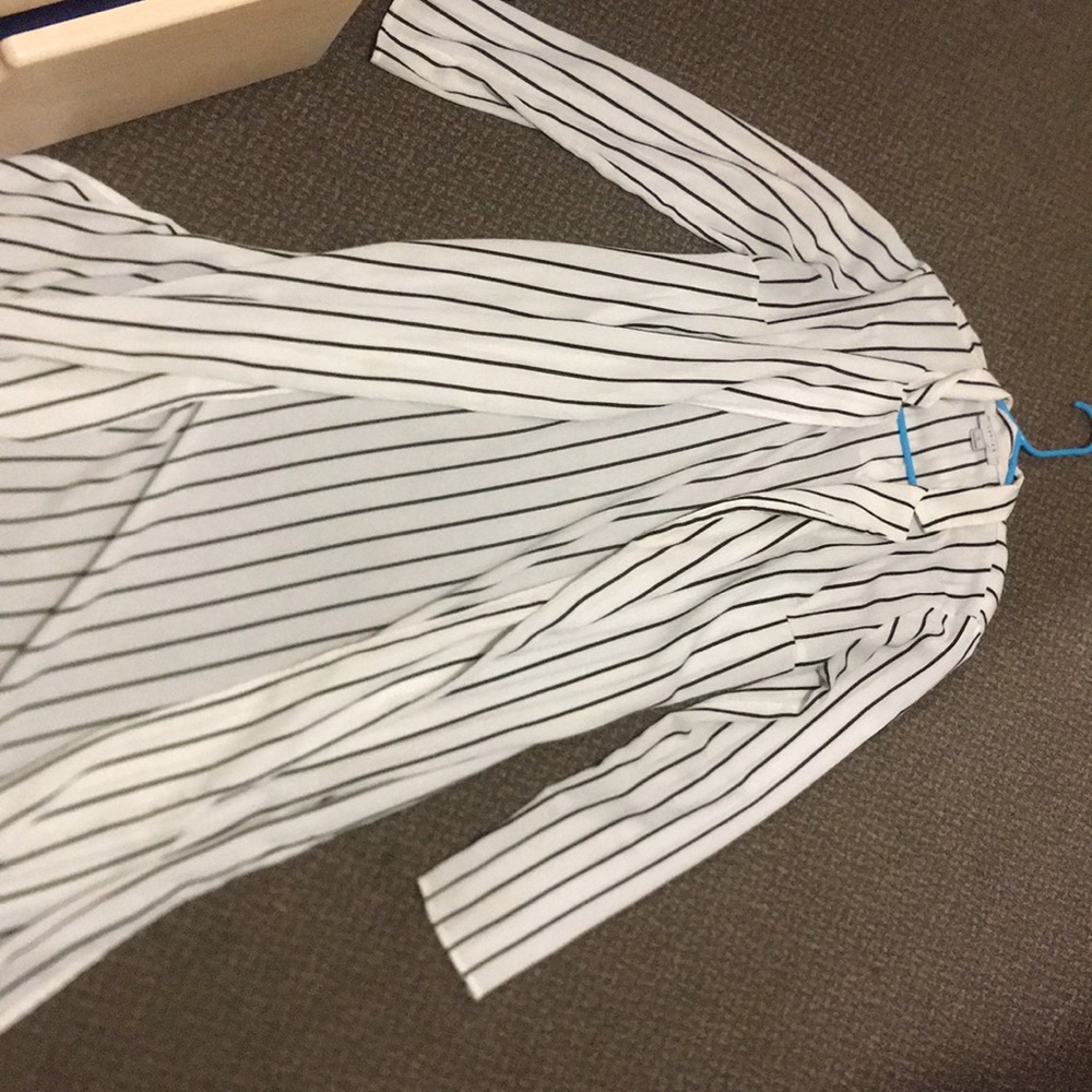 FashionNova Black & White Vertical Striped Duster